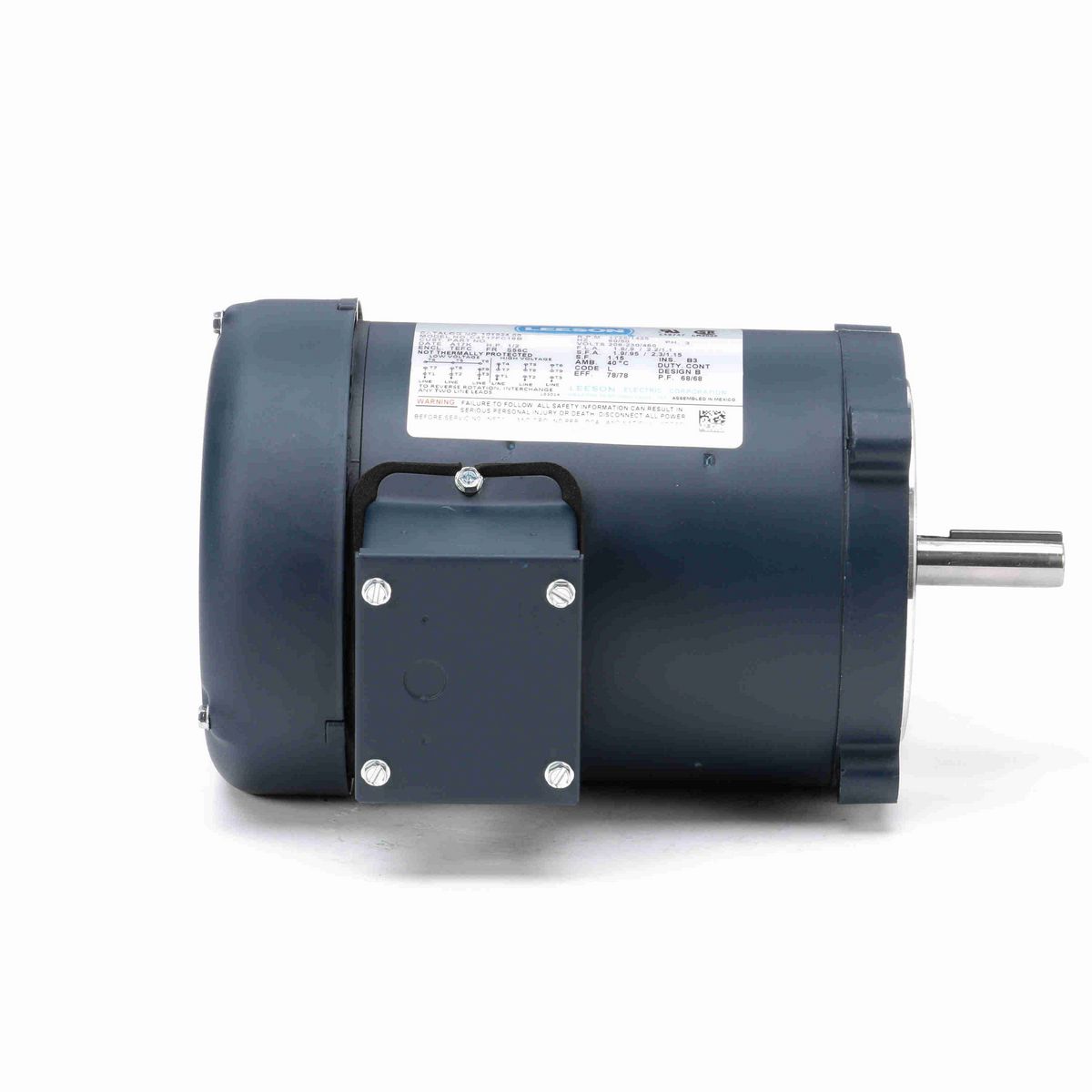 LEESON General Purpose Motor, 0.50 & 0.50 HP, 3 Ph, 60 & 50 Hz, 230/460 & 208-230/460 V, 1800 & 1500 RPM, S56C Frame, TEFC - 101924.00