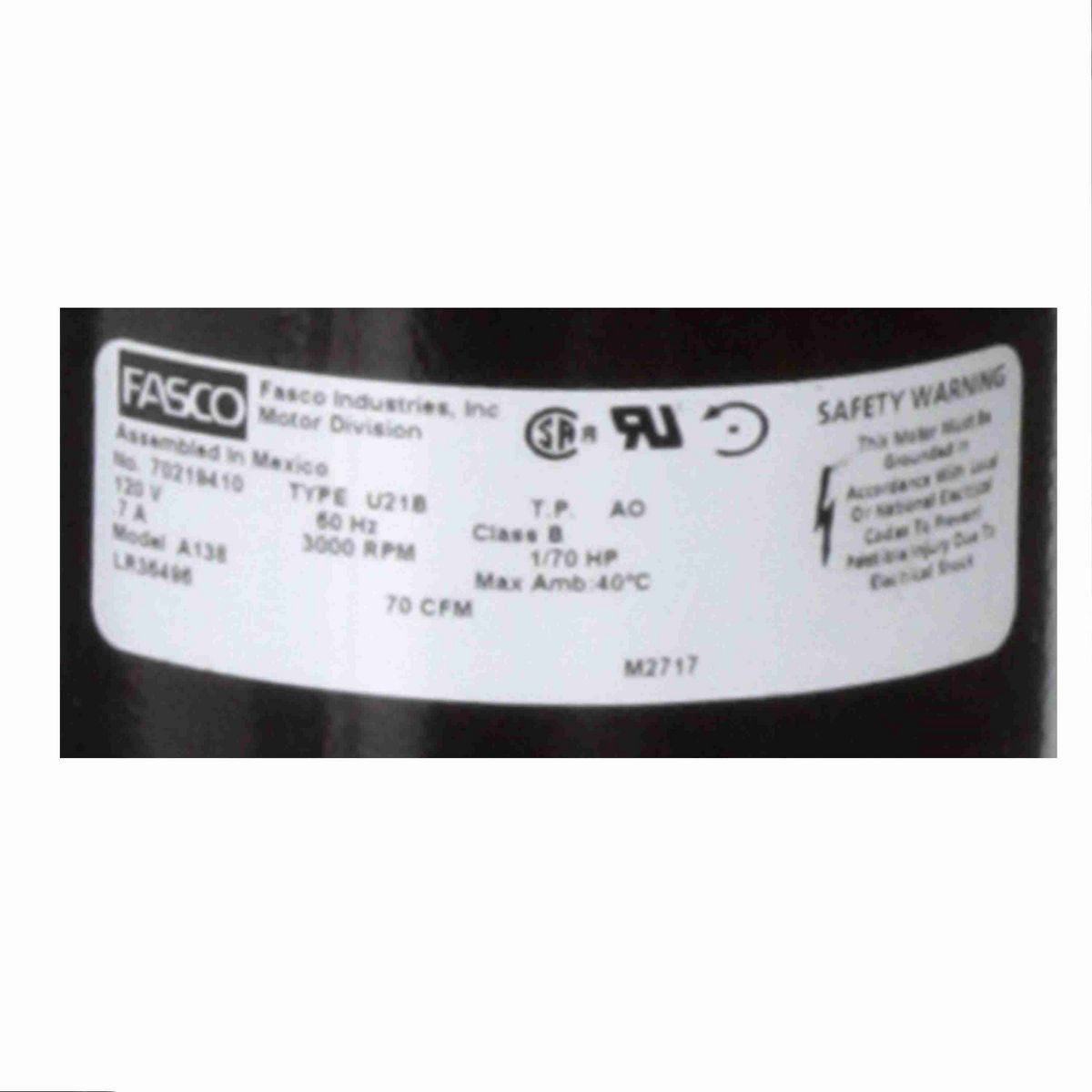 FASCO Round Outlet Shaded Pole OEM Replacement Draft Inducer Blower, 120 Volts, Flange: No - A138
