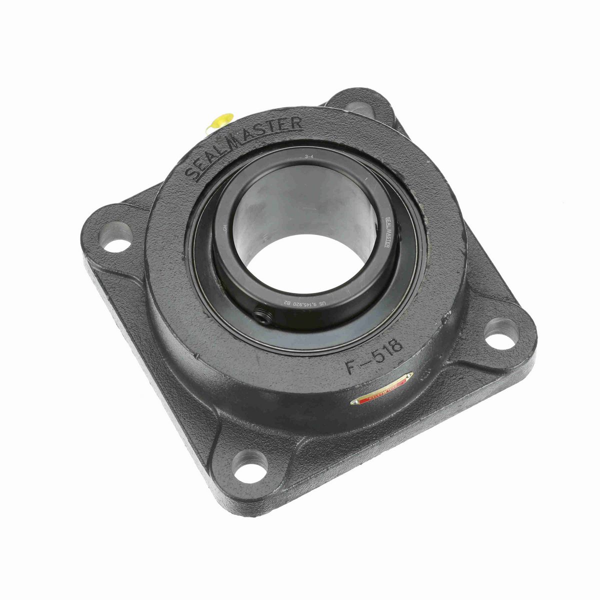 Sealmaster Mounted Cast Iron Four Bolt Flange Ball Bearing - 52100 Bearing Steel, Black Oxided - Setscrew Lock - MSF-64