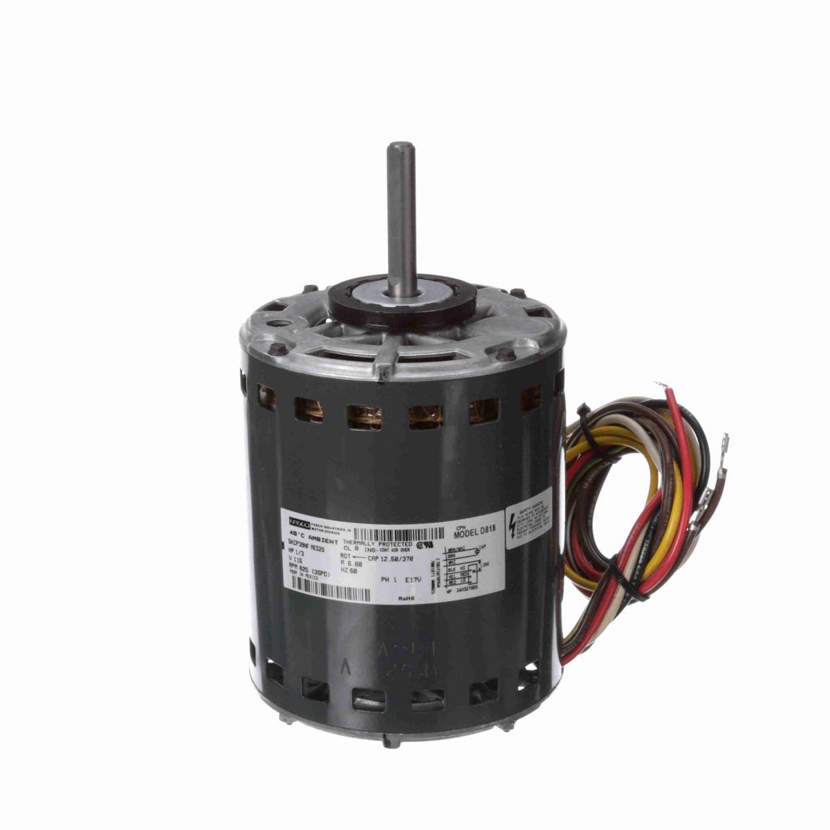 FASCO OEM Replacement Motor, 1/3 HP, 1 Ph, 60 Hz, 115 V, 825 RPM, 3 Speed, 48 Frame, OPAO - D818