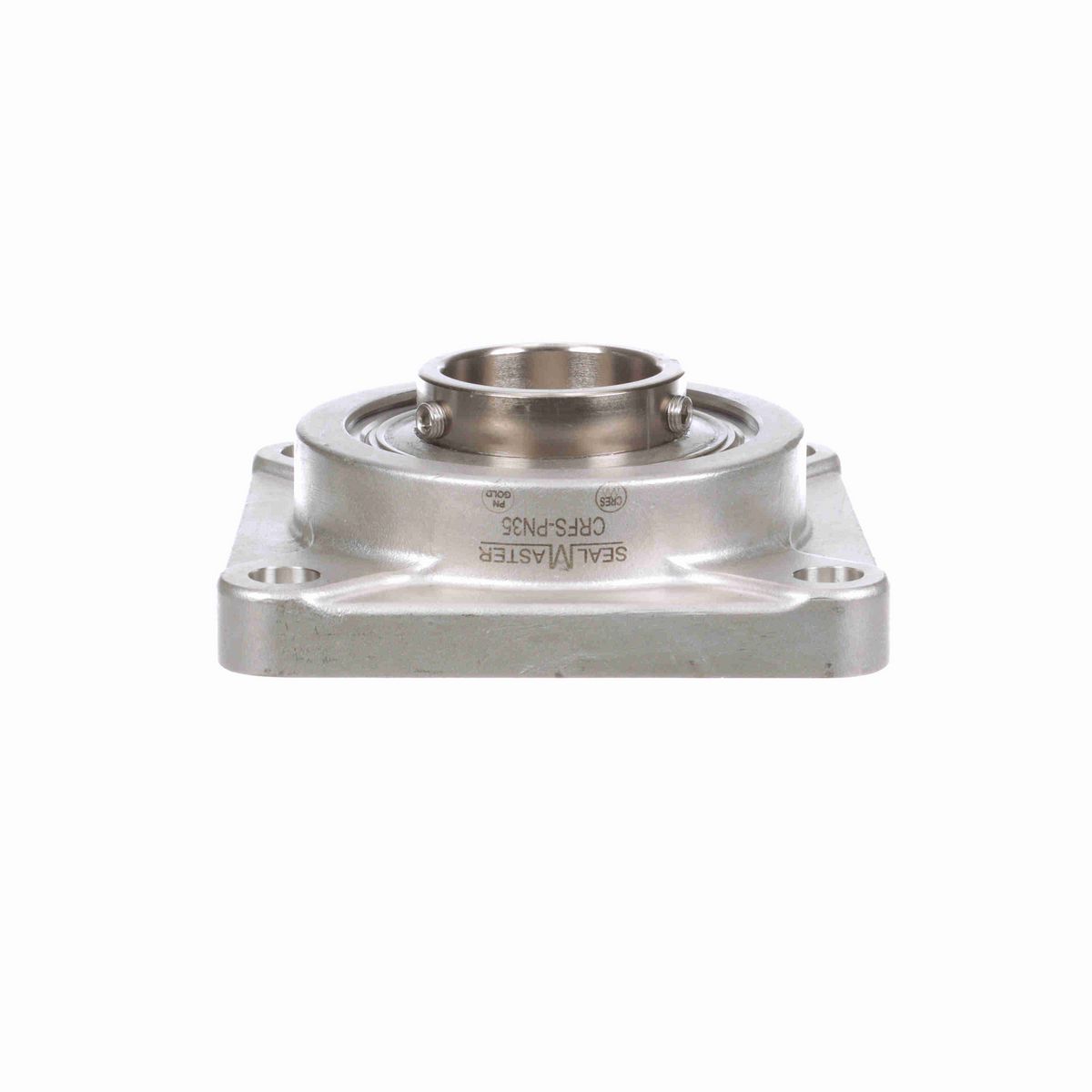 Sealmaster Mounted Stainless Steel Four Bolt Flange Ball Bearing - 52100 Bearing Steel, Phosphorus Nickel Coated - Setscrew Lock - Corrosion Resistant - CRFS-PN35