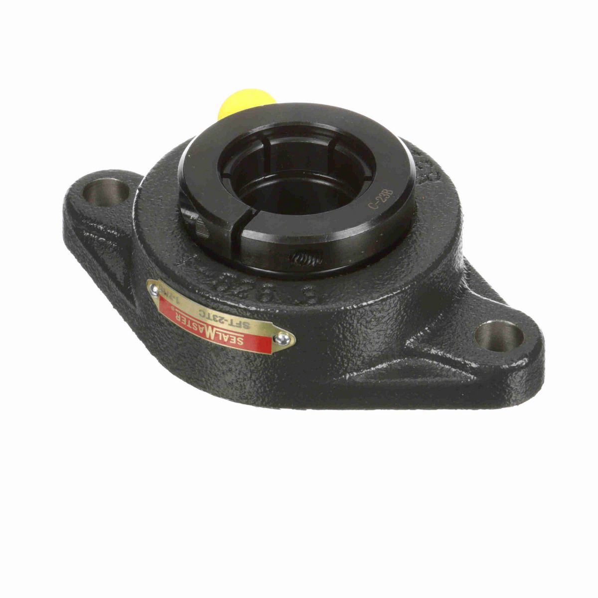Sealmaster Mounted Cast Iron Two Bolt Flange Ball Bearing - 52100 Bearing Steel, Black Oxided - Concentric Lock - SFT-23TC