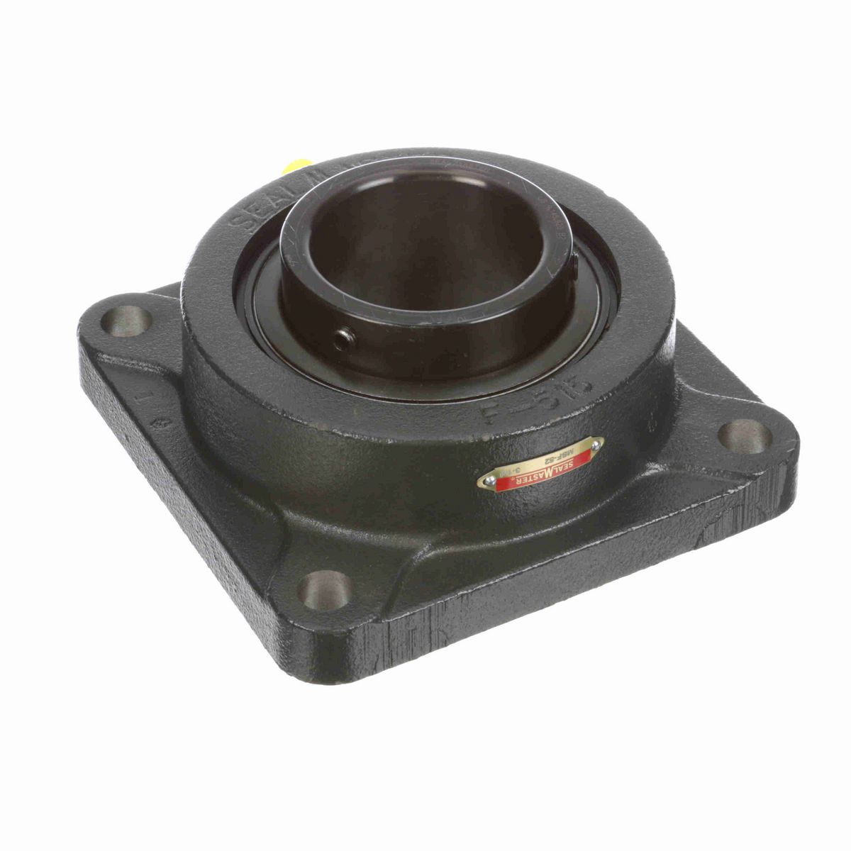 Sealmaster Mounted Cast Iron Four Bolt Flange Ball Bearing - 52100 Bearing Steel, Black Oxided - Setscrew Lock - MSF-52