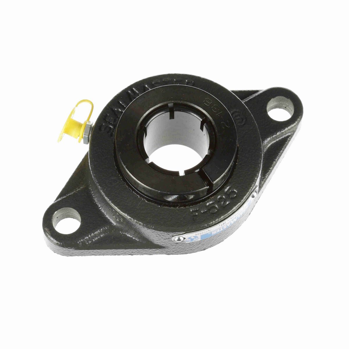 Sealmaster Mounted Cast Iron Two Bolt Flange Ball Bearing - 52100 Bearing Steel, Black Oxided - Concentric Lock - SFT-206TMC