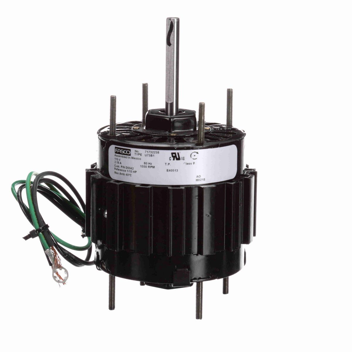 FASCO Ventilation Motor, 1/15 HP, 1 Ph, 60 Hz, 115 V, 1550 RPM, 1 Speed, 3.3" Diameter, OAO - D0042