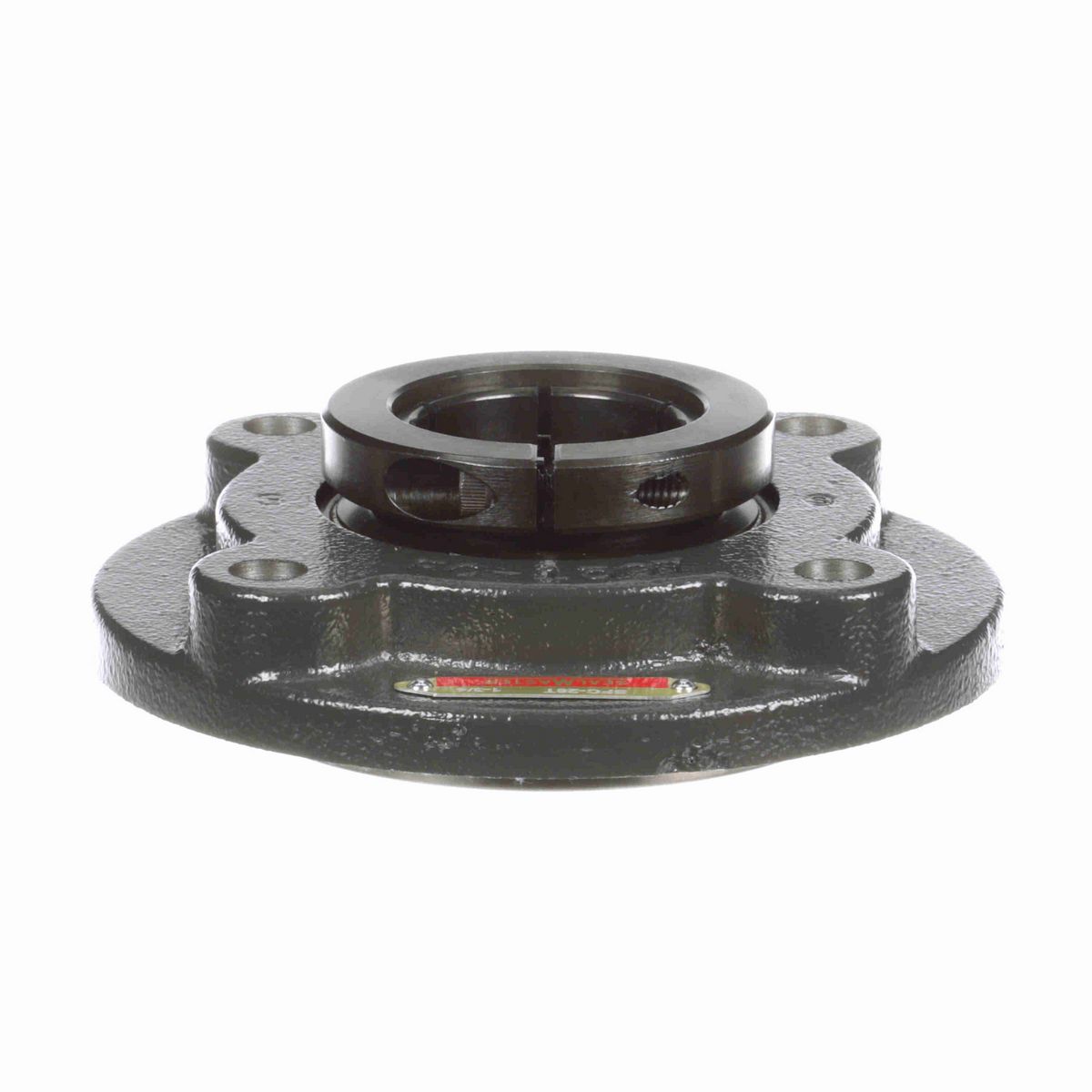 Sealmaster Mounted Cast Iron Flange Cartridge Ball Bearing - 52100 Bearing Steel, Black Oxided - Concentric Lock - SFC-28TC