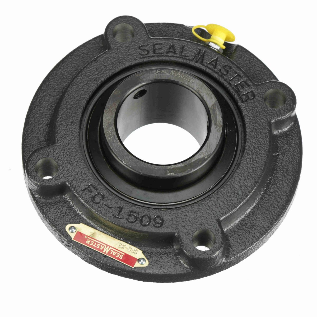 Sealmaster Mounted Cast Iron Flange Cartridge Ball Bearing - 52100 Bearing Steel, Black Oxided - Setscrew Lock - SFC-32