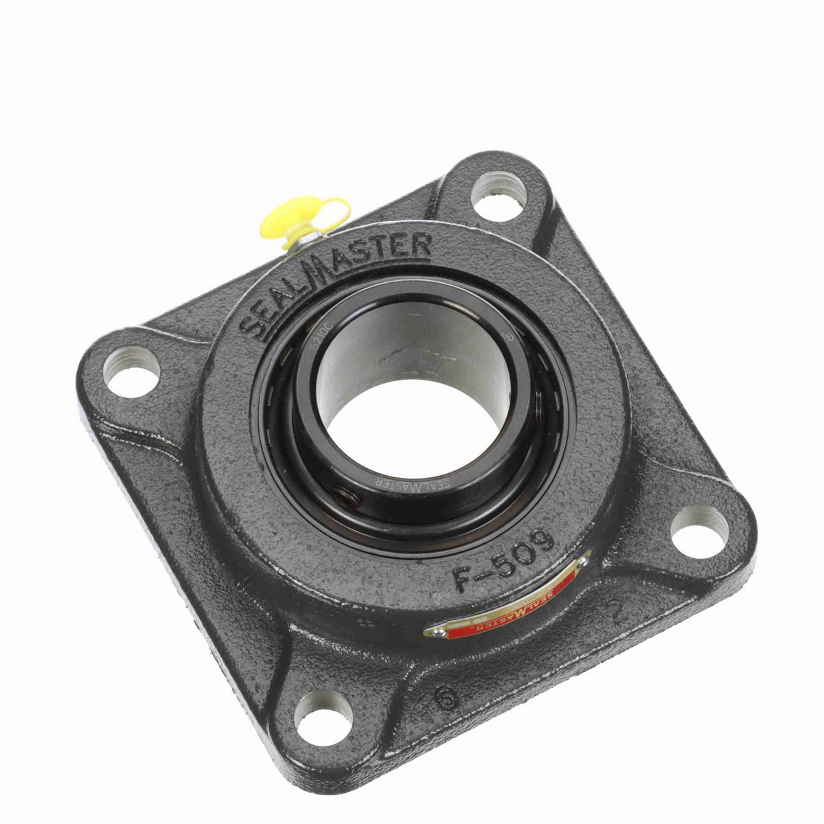 Sealmaster Mounted Cast Iron Four Bolt Flange Ball Bearing - 52100 Bearing Steel, Black Oxided - Setscrew Lock - SF-210C