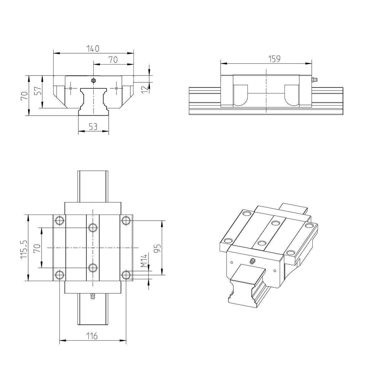 Шариковая каретка устойчивая к коррозии с покрытием Resist CR Bosch Rexroth KWC-055-FNS-C0-H-2 [R165159360]
