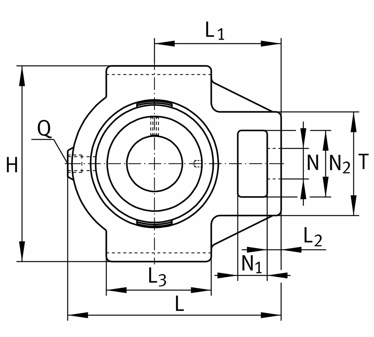 Корпусной узел с закрепляемым подшипником TTUE50-XL