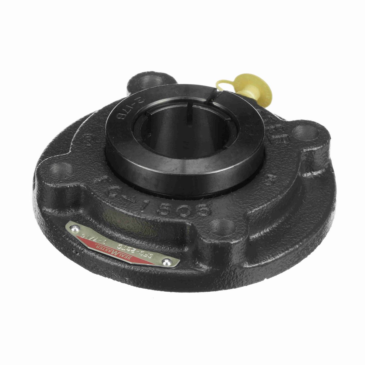 Sealmaster Mounted Cast Iron Flange Cartridge Ball Bearing - 52100 Bearing Steel, Black Oxided - Concentric Lock - SFC-23TC