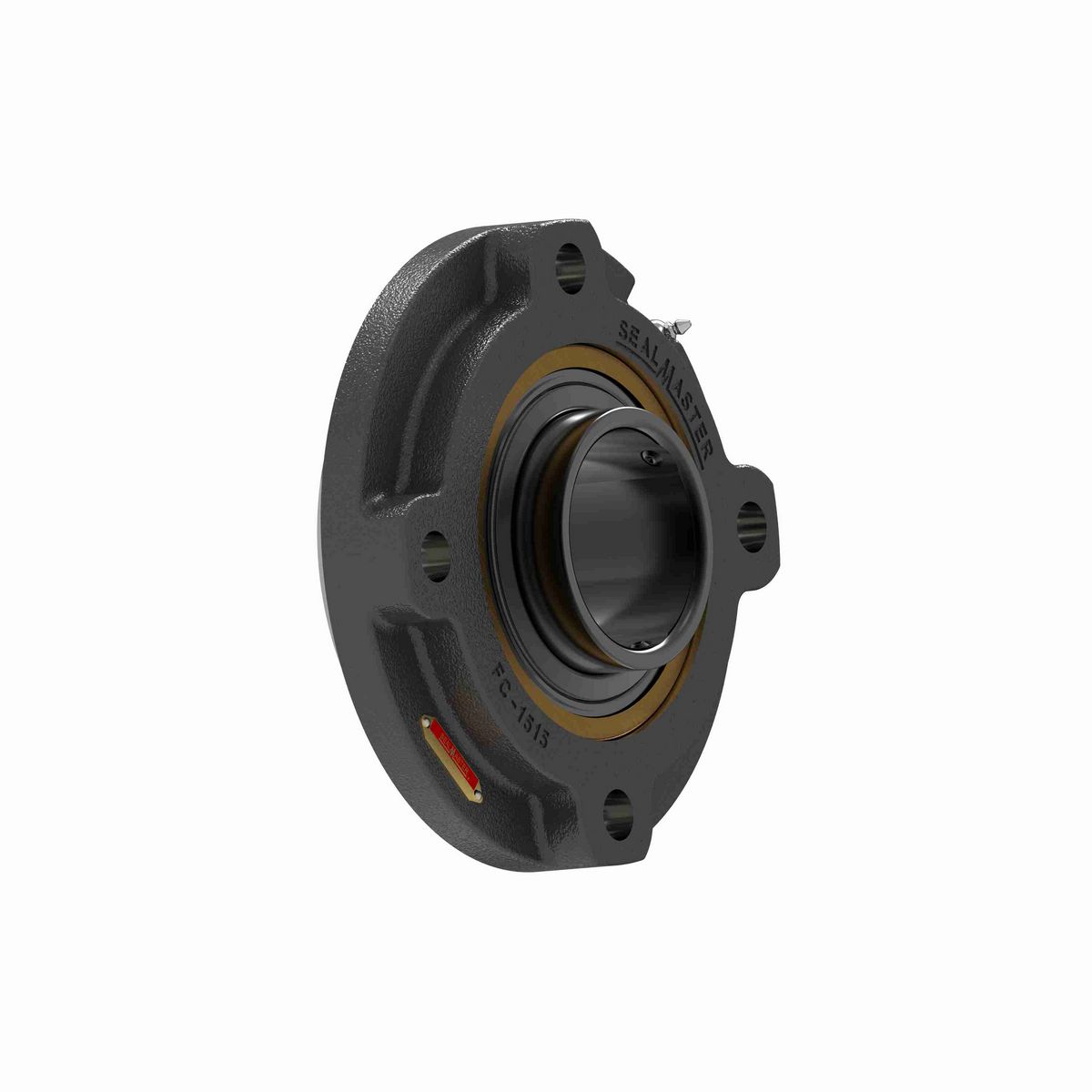 Sealmaster Mounted Cast Iron Flange Cartridge Ball Bearing - 52100 Bearing Steel, Black Oxided - Setscrew Lock - EMFC-55