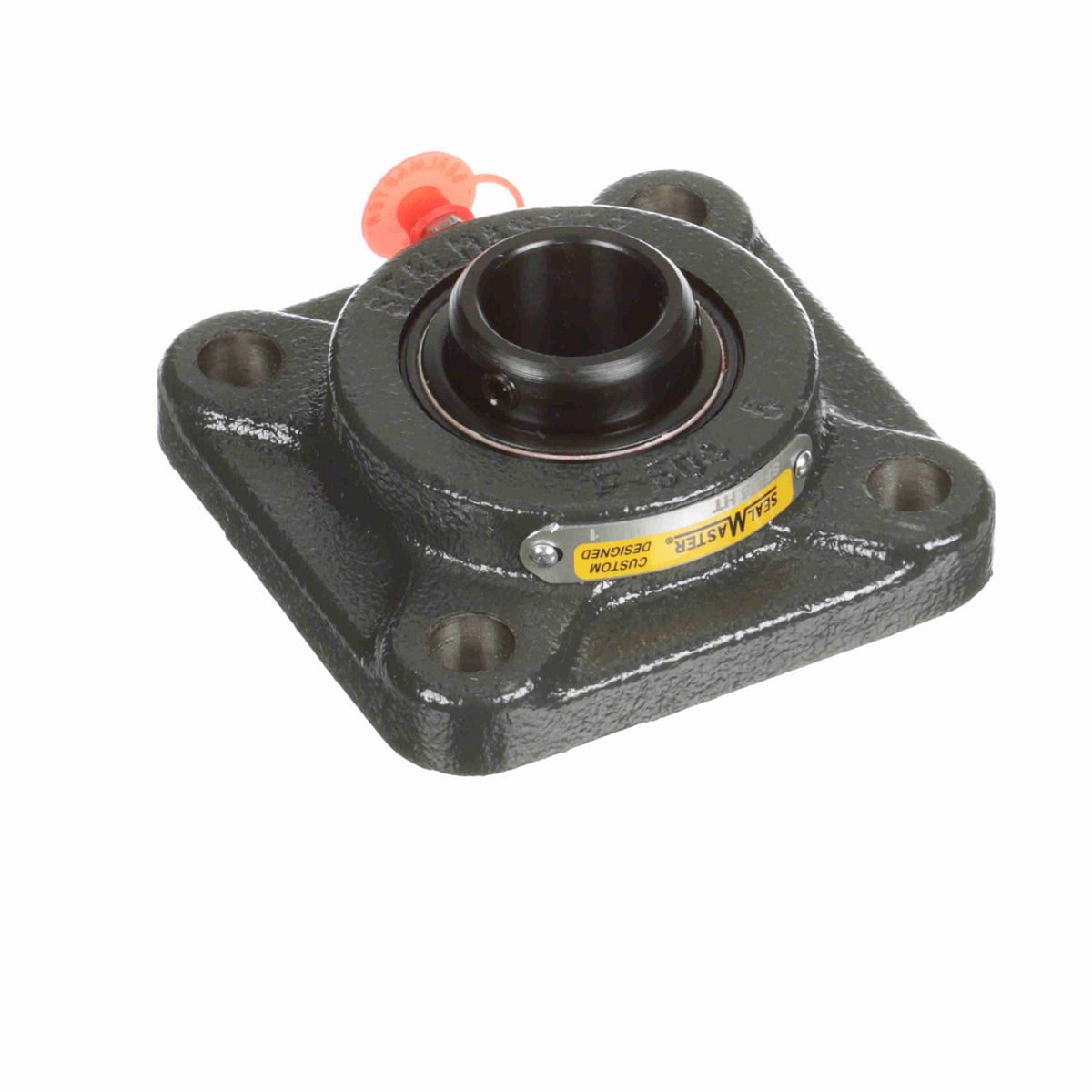 Sealmaster Mounted Cast Iron Four Bolt Flange Ball Bearing - 52100 Bearing Steel, Black Oxided - Setscrew Lock - High Temperature - SF-16 HT