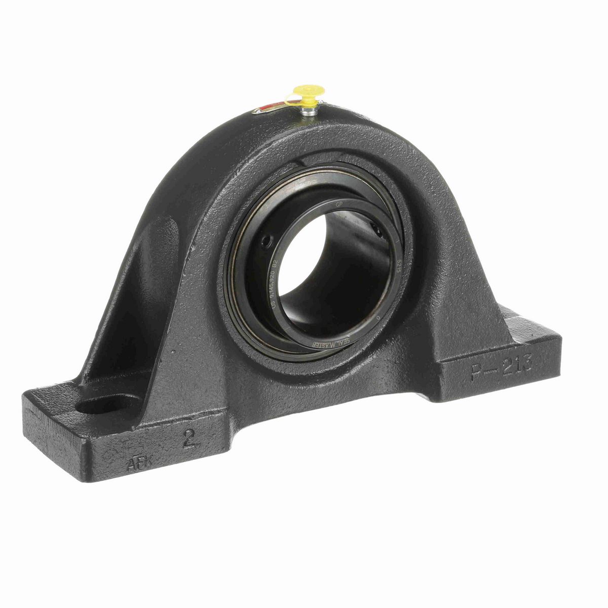 Sealmaster Mounted Cast Iron Two Bolt Pillow Block Ball Bearing - 52100 Bearing Steel, Black Oxided - Setscrew Lock - SP-215