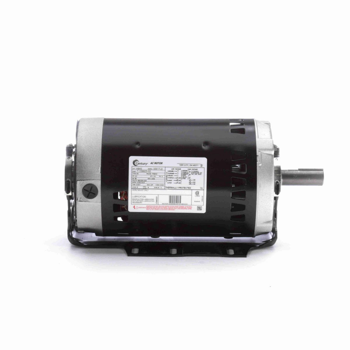 Century Fan and Blower Motor, 3.0 HP, 3 Ph, 60 Hz, 460/200-230 V, 3600 RPM, P56HZ Frame, DP - H845