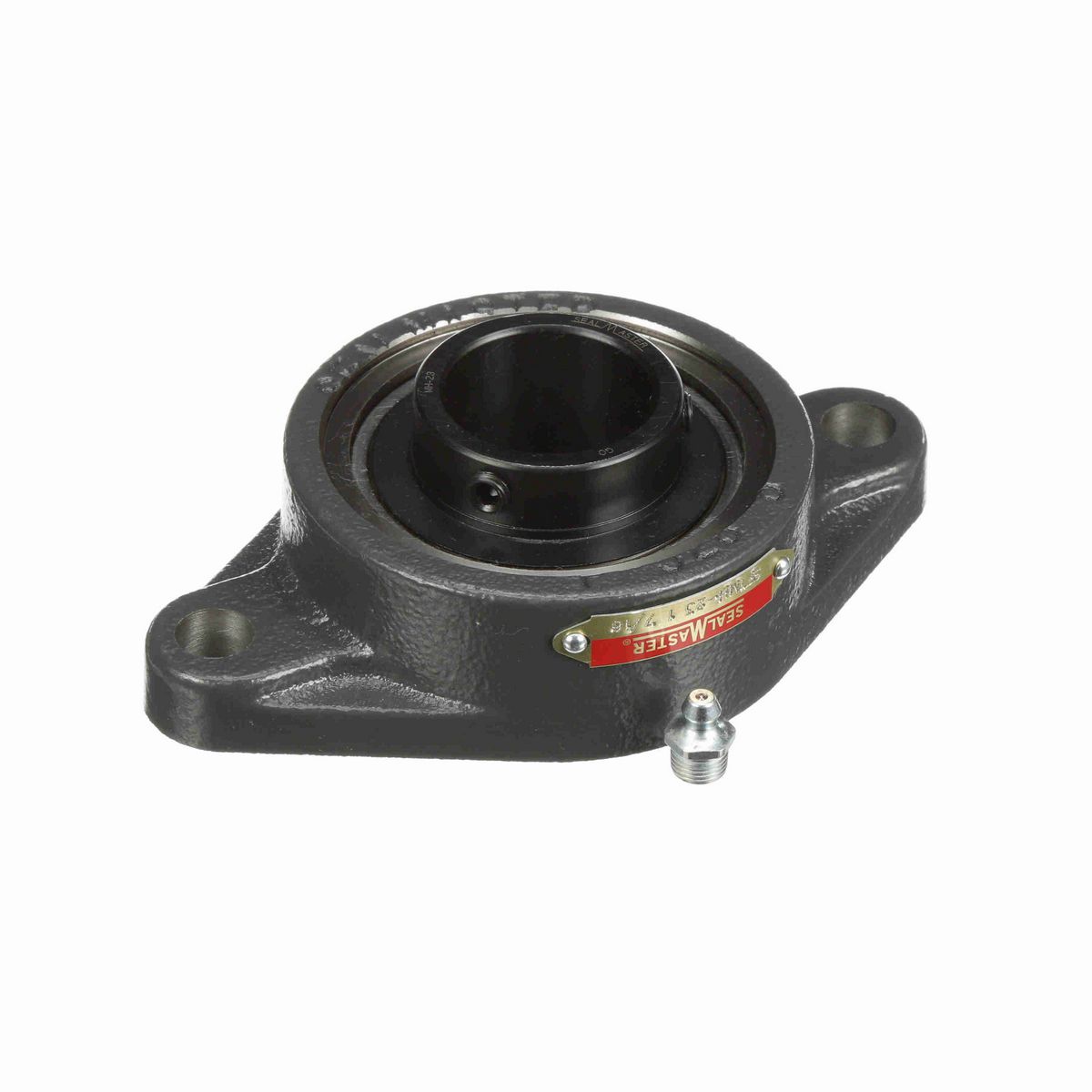Sealmaster Mounted Cast Iron Two Bolt Flange Ball Bearing - 52100 Bearing Steel, Black Oxided - Setscrew Lock - SFTMH-23
