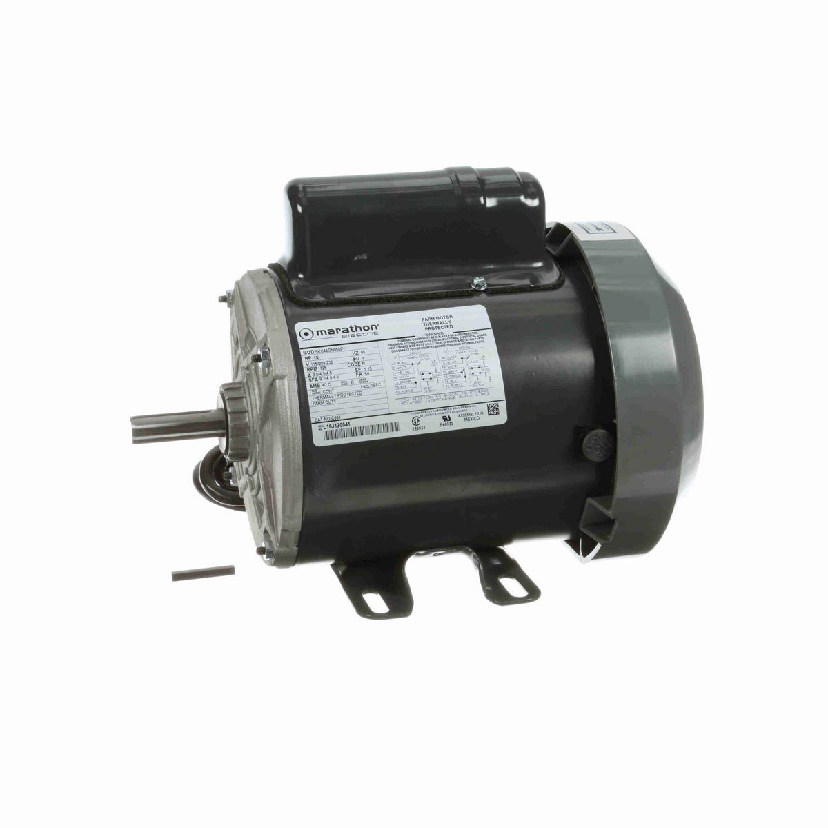 LEESON General Purpose Motor, 0.50 HP, 1 Ph, 60 Hz, 115/208-230 V, 1800 RPM, 56 Frame, TEFC - C661