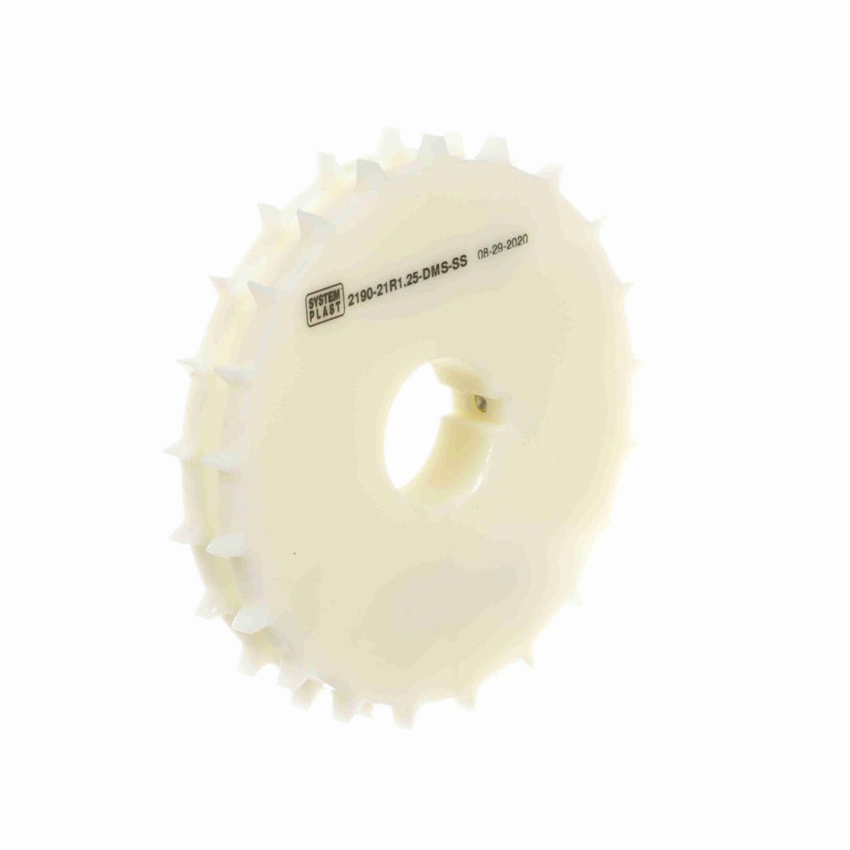 System Plast 2190 Series Split Machined Sprocket with 21 Teeth, a 1-1/4in Round Shaft-Ready Bore and Setscrew - 2190-21R1.25-DMS-SS