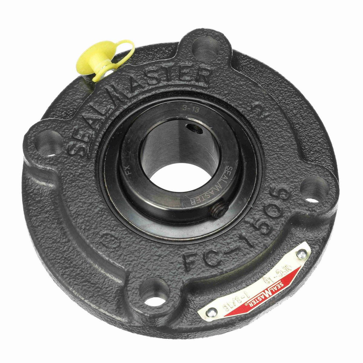 Sealmaster Mounted Cast Iron Flange Cartridge Ball Bearing - 52100 Bearing Steel, Black Oxided - Setscrew Lock - MFC-19