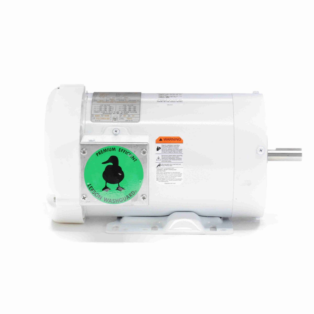 LEESON White Duck™ General Purpose Motor, 1.50 HP, 3 Ph, 60 Hz, 230/460 V, 1800 RPM, 56C Frame, TEFC - 119480.00