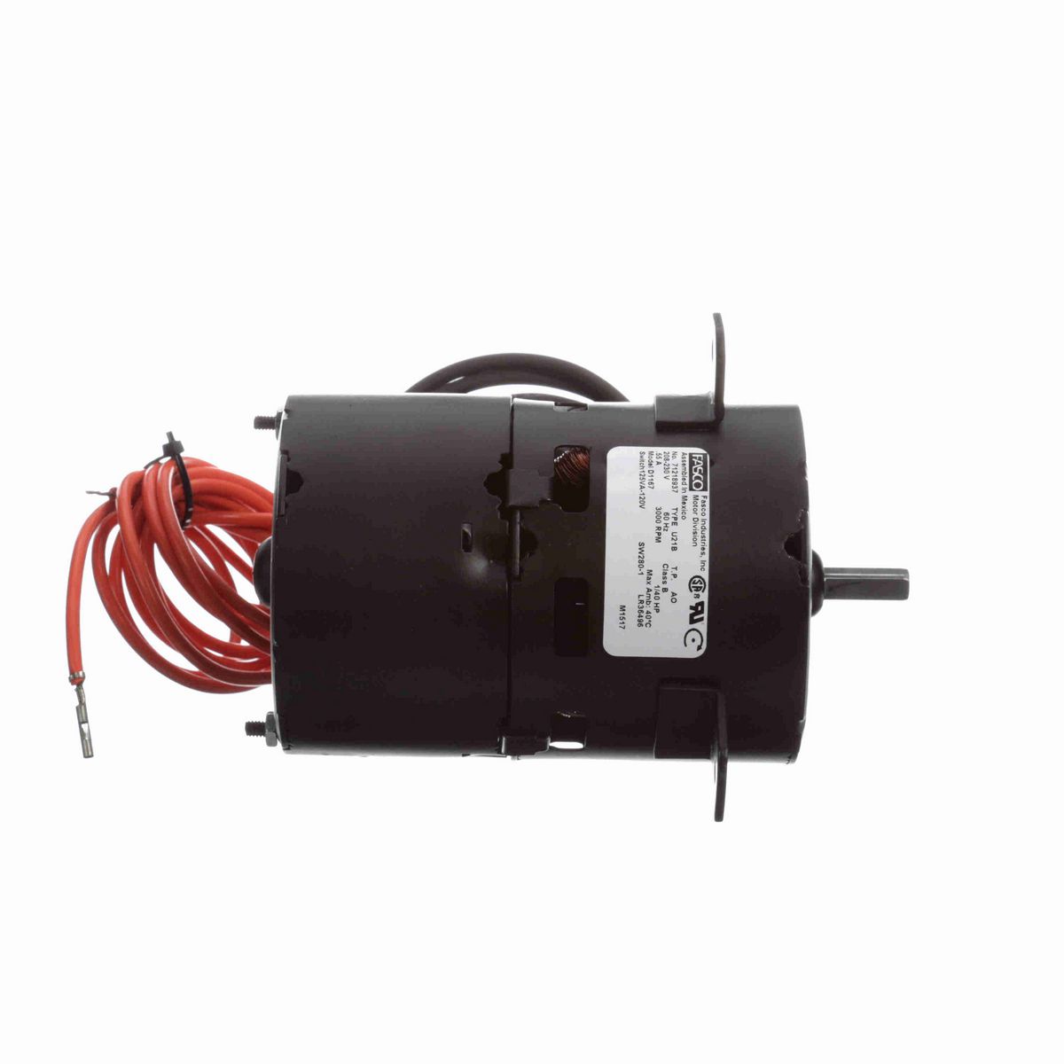 FASCO OEM Replacement Motor, 1/40 HP, 1 Ph, 60 Hz, 208-230 V, 3000 RPM, 1 Speed, 3.3" Diameter, OAO - D1167