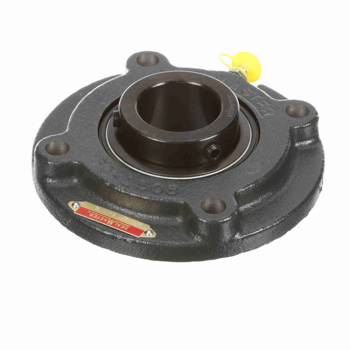 Sealmaster Mounted Cast Iron Flange Cartridge Ball Bearing - 52100 Bearing Steel, Black Oxided - Setscrew Lock - MFC-27