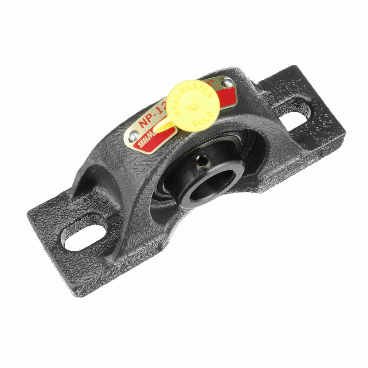 Sealmaster Mounted Cast Iron Two Bolt Pillow Block Ball Bearing - 52100 Bearing Steel, Black Oxided - Setscrew Lock - NP-12