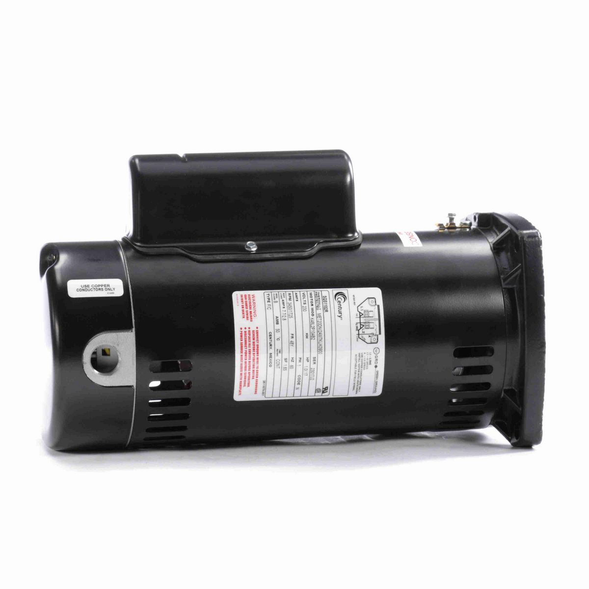 Century Pool Pump Motor, 1.0/.17 HP, 1 Ph, 60 Hz, 230 V, 3600 RPM, 48Y Frame, ODP - SQS1102R