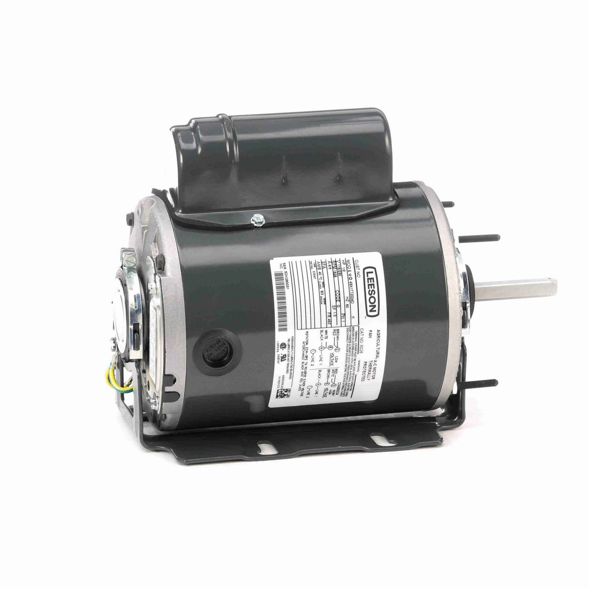 LEESON General Purpose Farm Duty Motor, 0.50 HP, 1 Ph, 60 Hz, 115/230 V, 1800 RPM, 48Z Frame, TEAO - X026