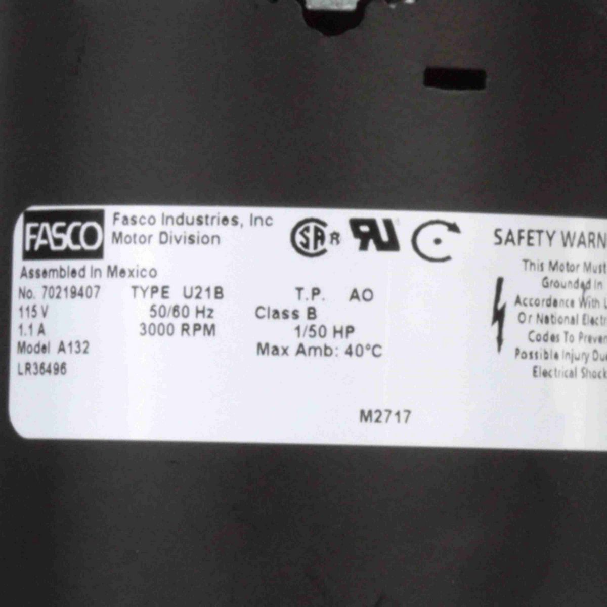 FASCO Rectangular Outlet Shaded Pole OEM Replacement Draft Inducer Blower, 115 Volts, Flange: No - A132