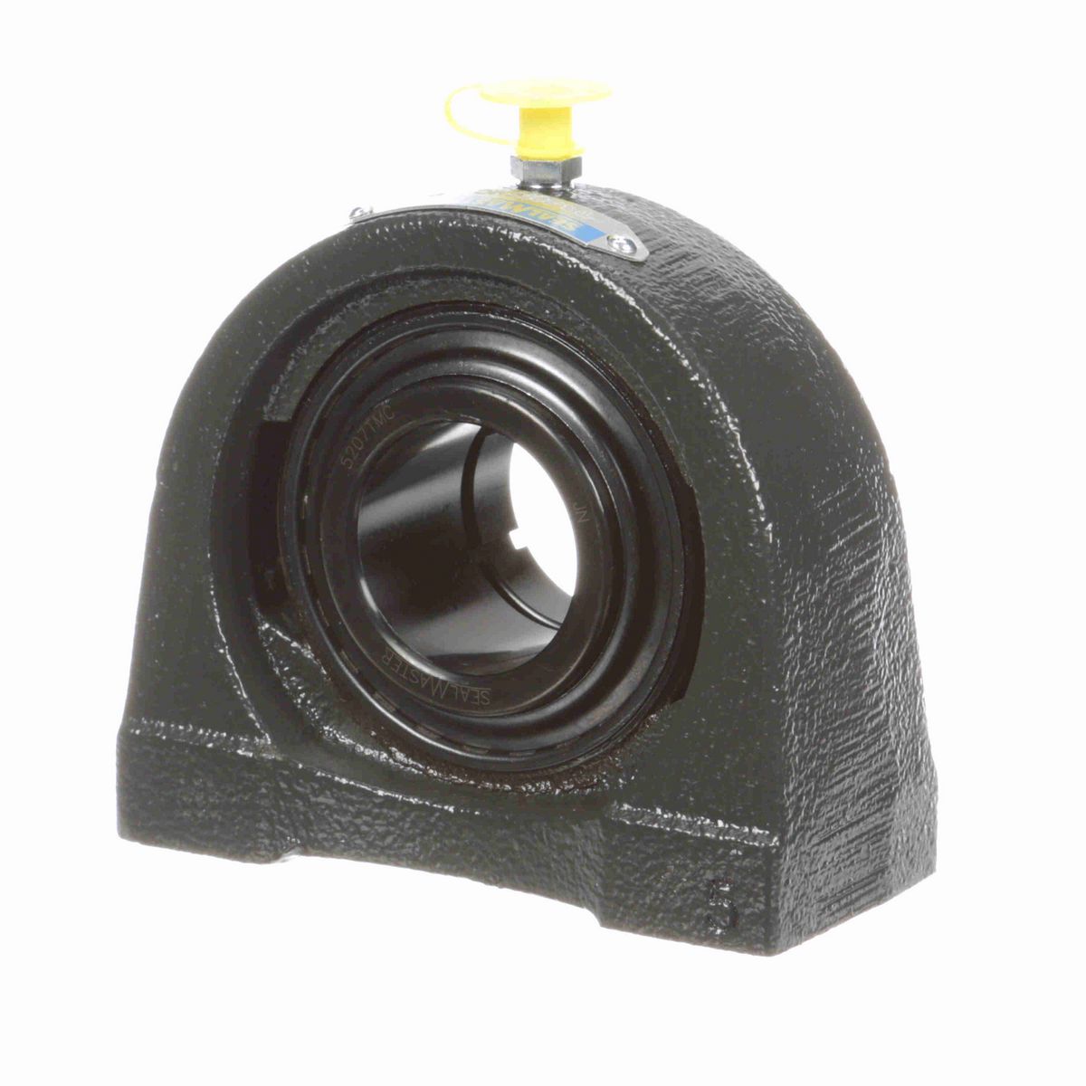 Sealmaster Mounted Cast Iron Tapped Base Pillow Block Ball Bearing - 52100 Bearing Steel, Black Oxided - Concentric Lock - TB-207TMC