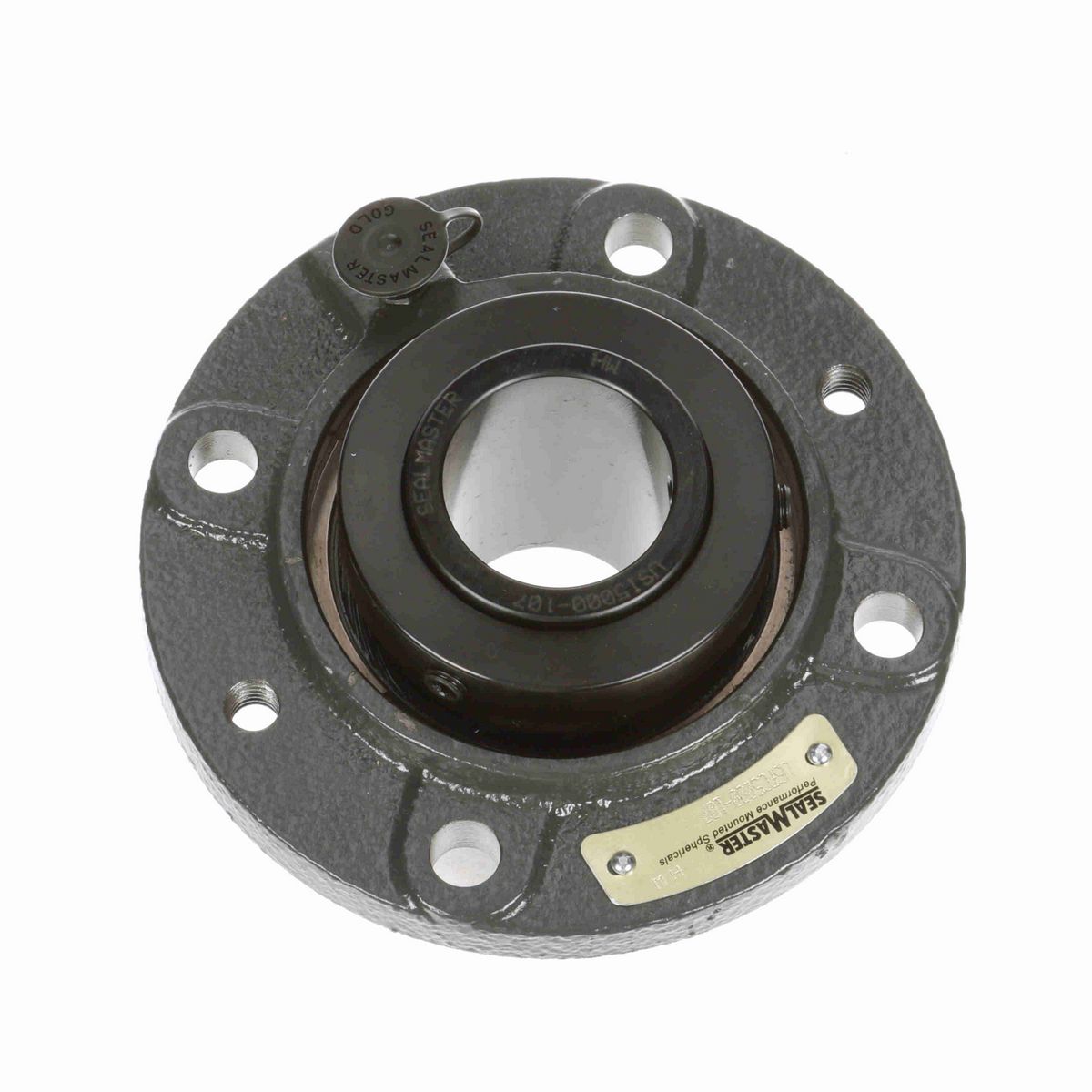 Sealmaster Mounted Cast Iron Piloted Flange Spherical Roller - 52100 Bearing Steel, Black Oxided - Collar Mount Lock - USFC5000-107