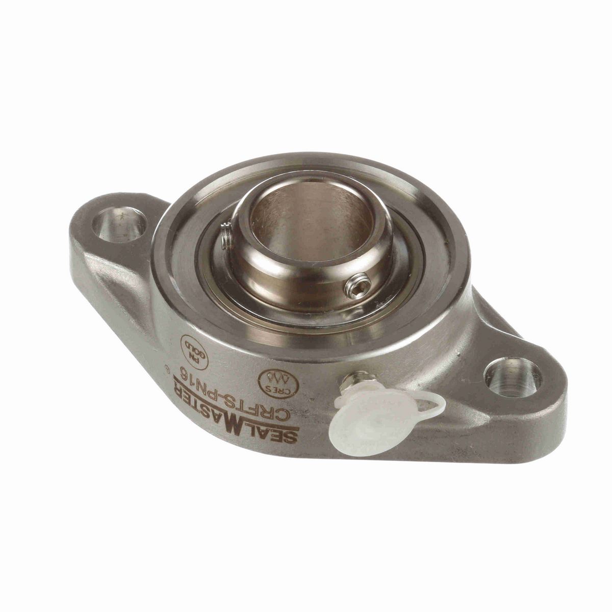 Sealmaster Mounted Stainless Steel Two Bolt Flange Ball Bearing - 52100 Bearing Steel, Phosphorus Nickel Coated - Setscrew Lock - Corrosion Resistant - CRFTS-PN16