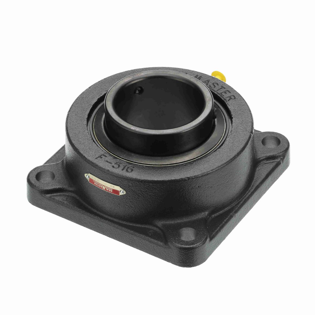 Sealmaster Mounted Cast Iron Four Bolt Flange Ball Bearing - 52100 Bearing Steel, Black Oxided - Setscrew Lock - MSF-56