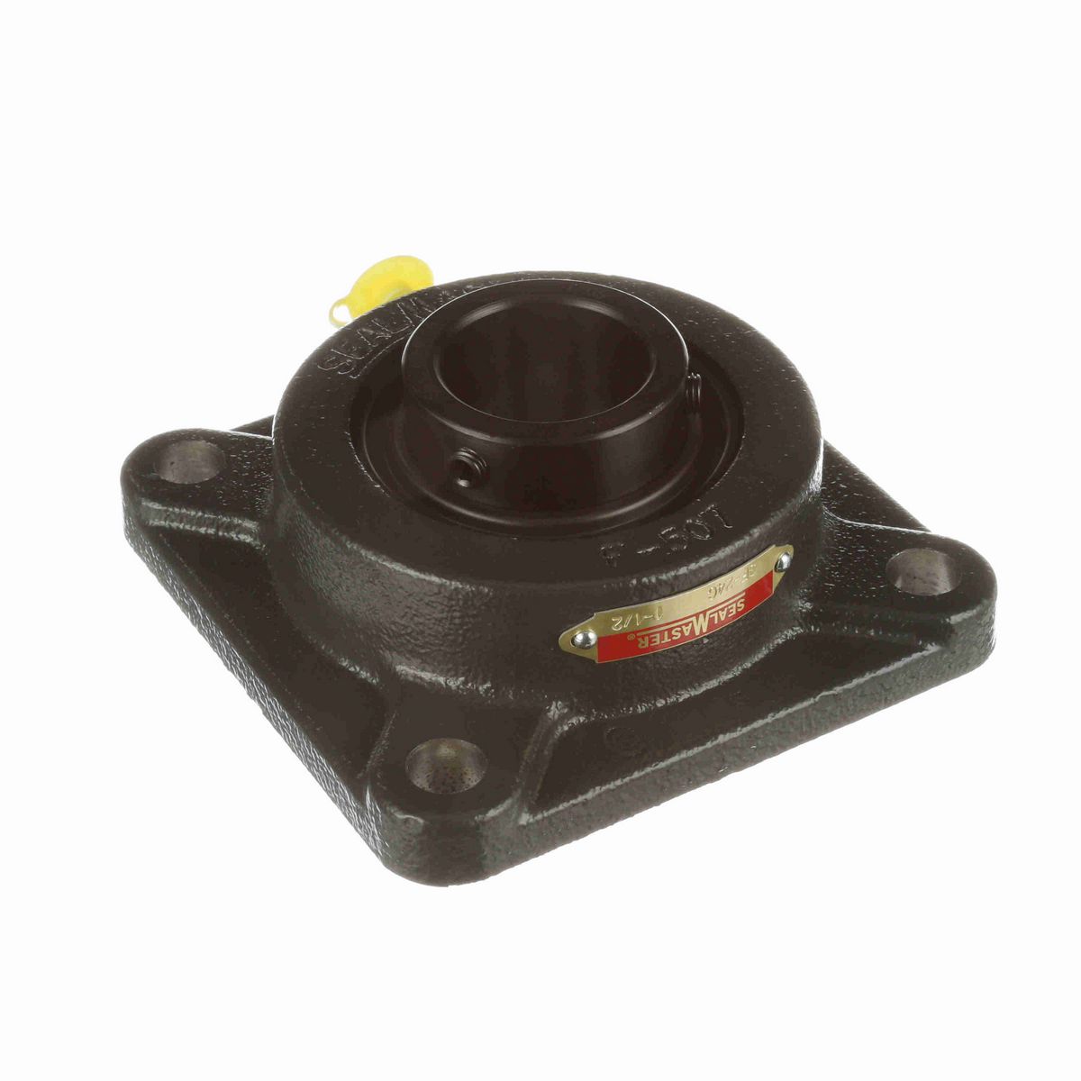 Sealmaster Mounted Cast Iron Four Bolt Flange Ball Bearing - 52100 Bearing Steel, Black Oxided - Setscrew Lock - SF-24C