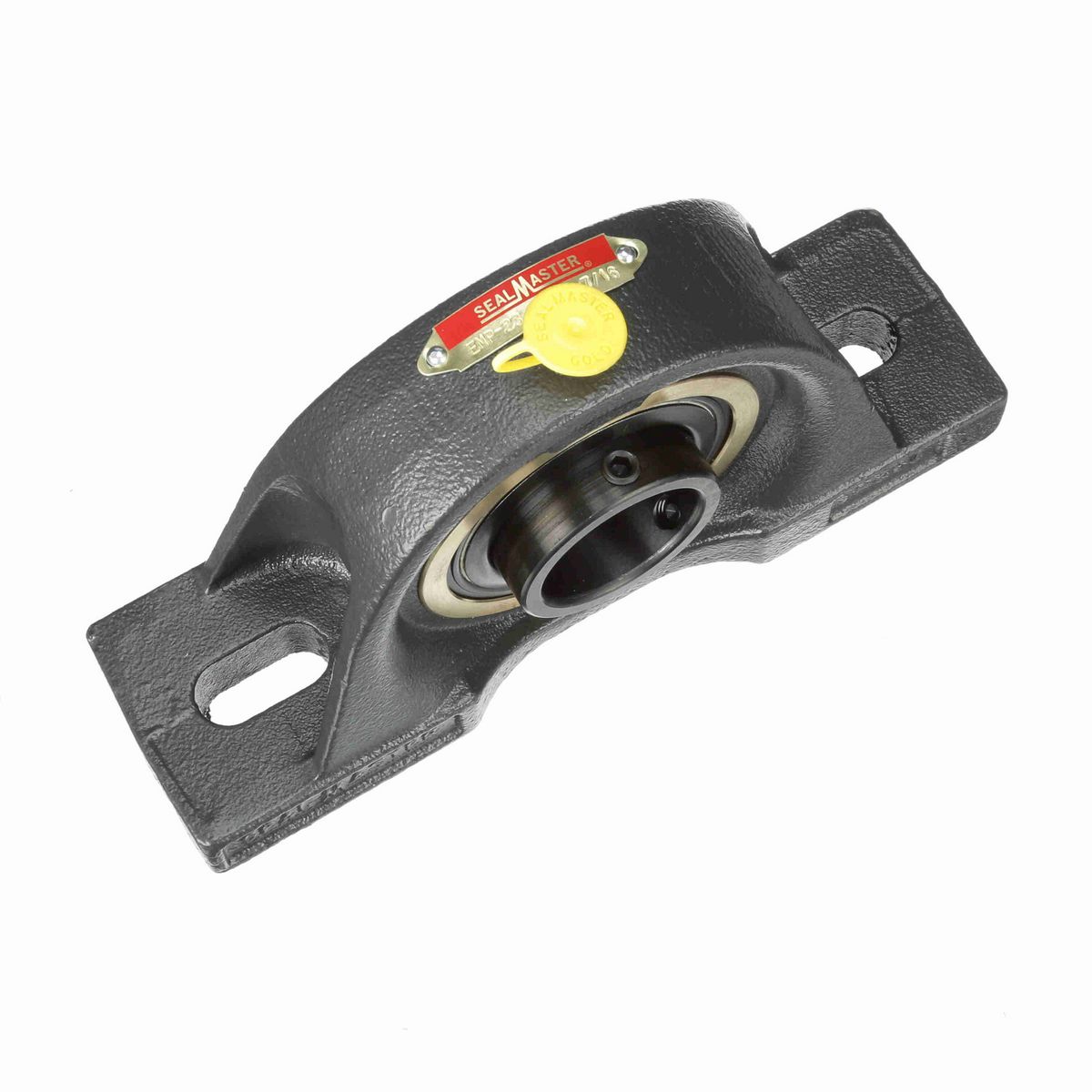 Sealmaster Mounted Cast Iron Two Bolt Pillow Block Ball Bearing - 52100 Bearing Steel, Black Oxided - Setscrew Lock - EMP-23
