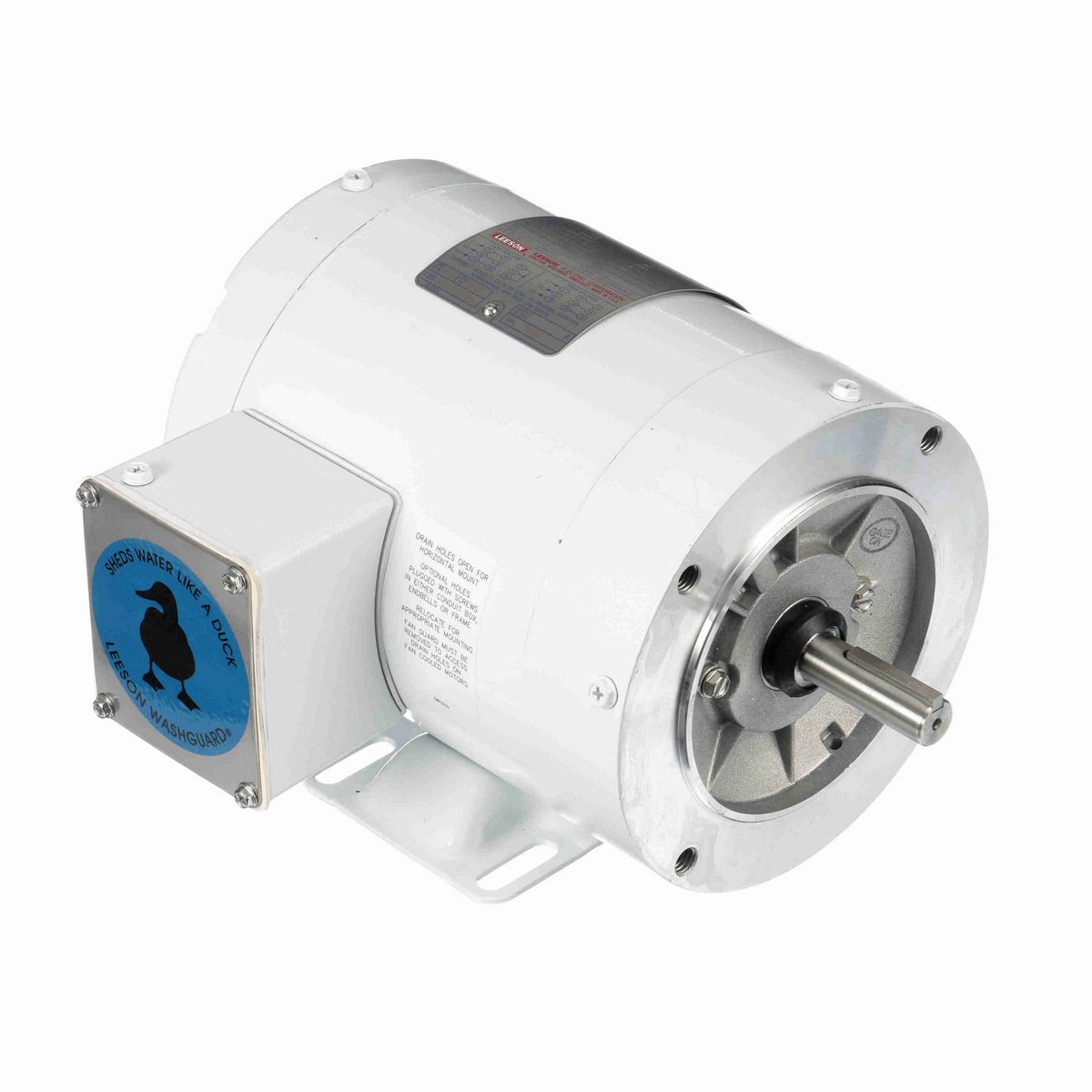 LEESON White Duck™ General Purpose Motor, 0.50 HP, 3 Ph, 60 Hz, 230/460 V, 3600 RPM, 56C Frame, TENV - 113588.00