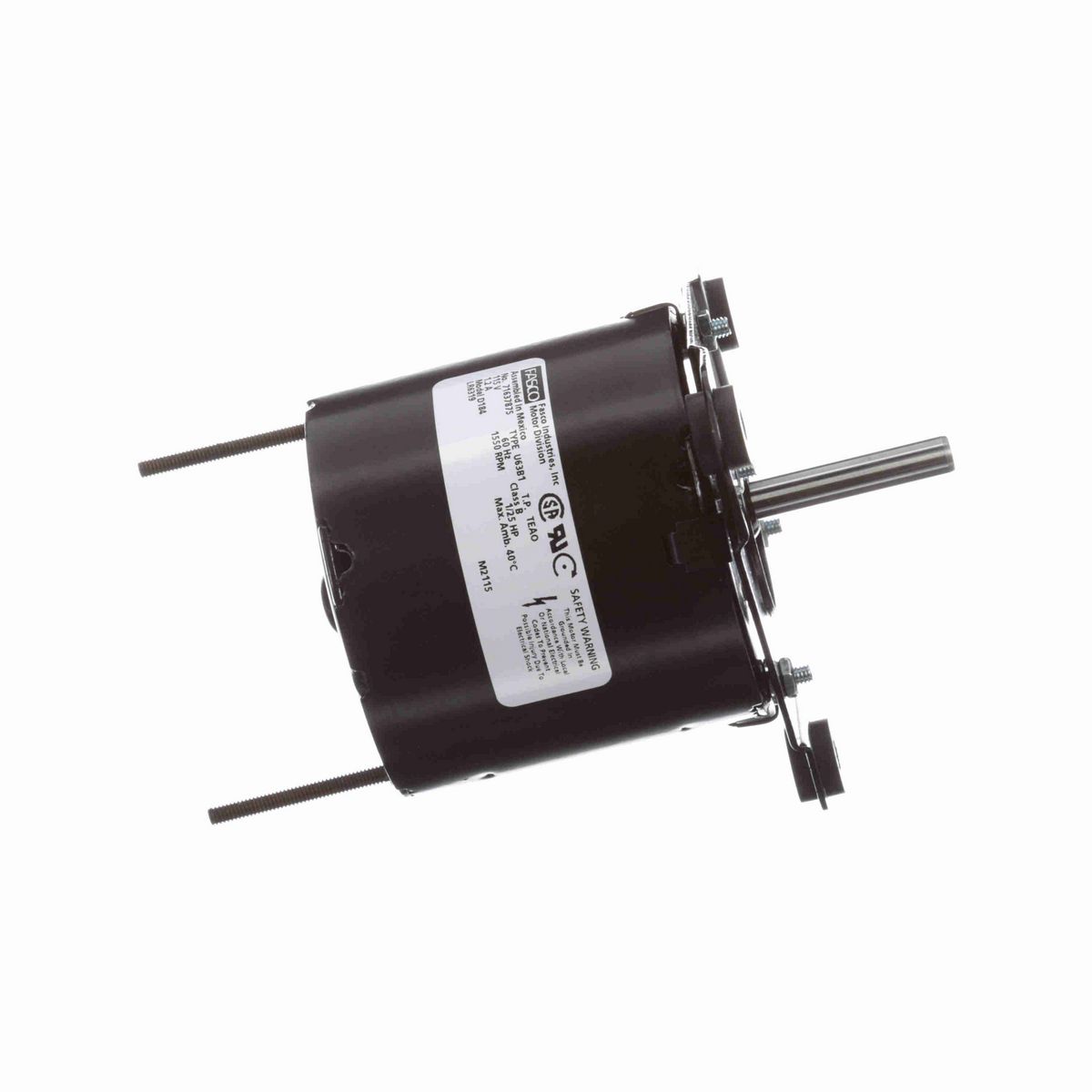 FASCO Fan and Blower Motor, 1/25 HP, 1 Ph, 60 Hz, 115 V, 1550 RPM, 1 Speed, 3.3" Diameter, TEAO - D184