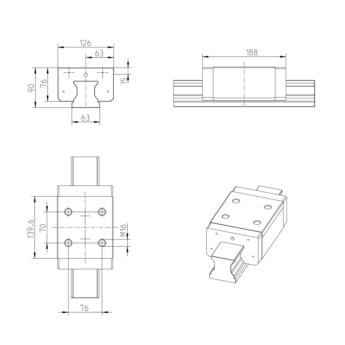 Шариковая каретка из углеродистой стали Bosch Rexroth KWC-065-SNS-C1-N-2 [R162261410]
