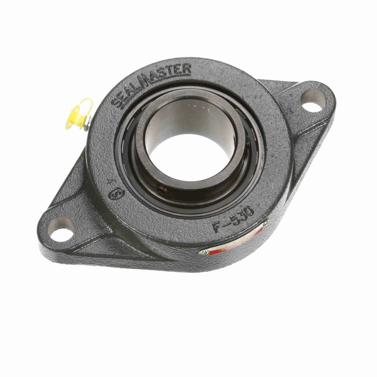 Sealmaster Mounted Cast Iron Two Bolt Flange Ball Bearing - 52100 Bearing Steel, Black Oxided - Setscrew Lock - SFT-35C