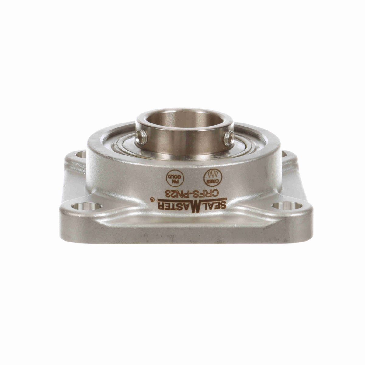Sealmaster Mounted Stainless Steel Four Bolt Flange Ball Bearing - 52100 Bearing Steel, Phosphorus Nickel Coated - Setscrew Lock - Corrosion Resistant - CRFS-PN23