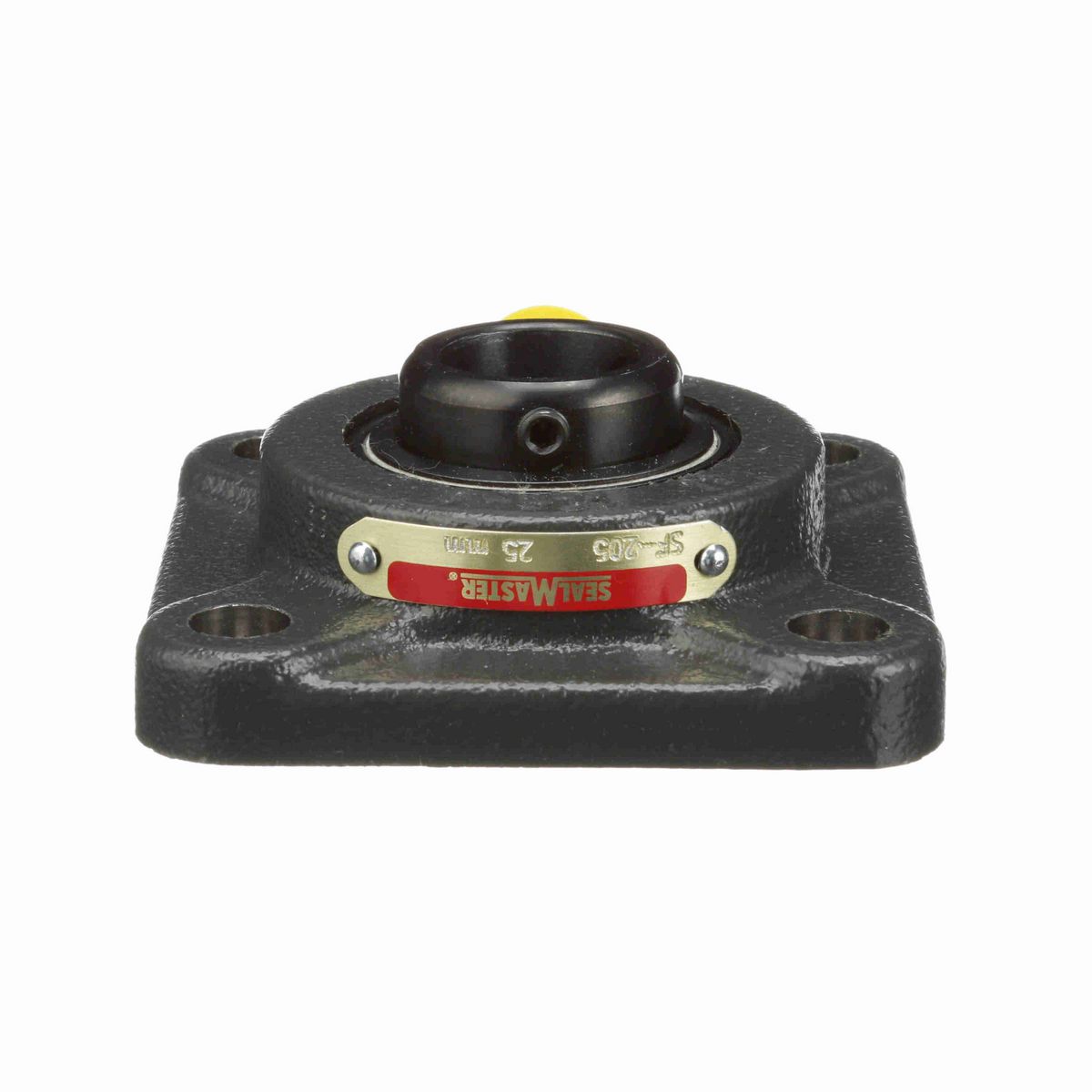 Sealmaster Mounted Cast Iron Four Bolt Flange Ball Bearing - 52100 Bearing Steel, Black Oxided - Setscrew Lock - SF-205