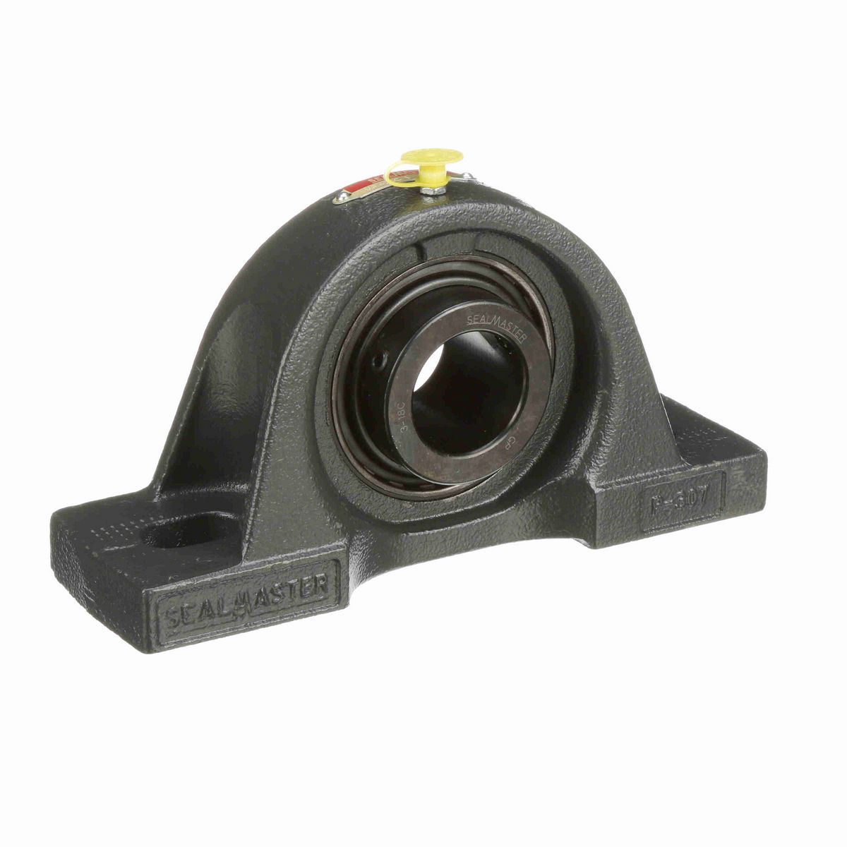Sealmaster Mounted Cast Iron Two Bolt Pillow Block Ball Bearing - 52100 Bearing Steel, Black Oxided - Setscrew Lock - MP-314C