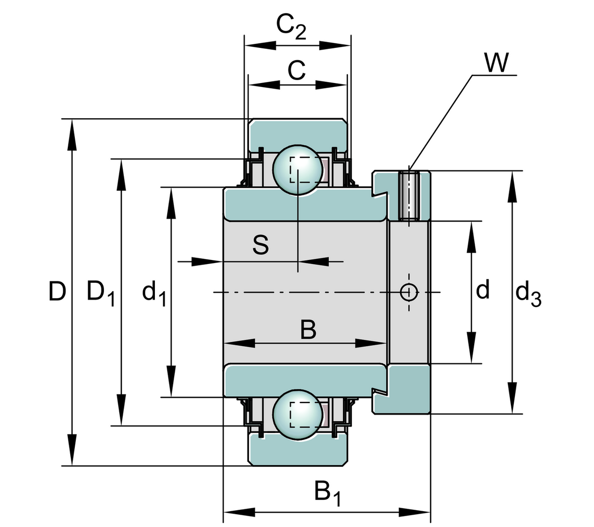 Радиальный закрепляемый шарикоподшипник INA E50-XL-KLL (E50-KLL)