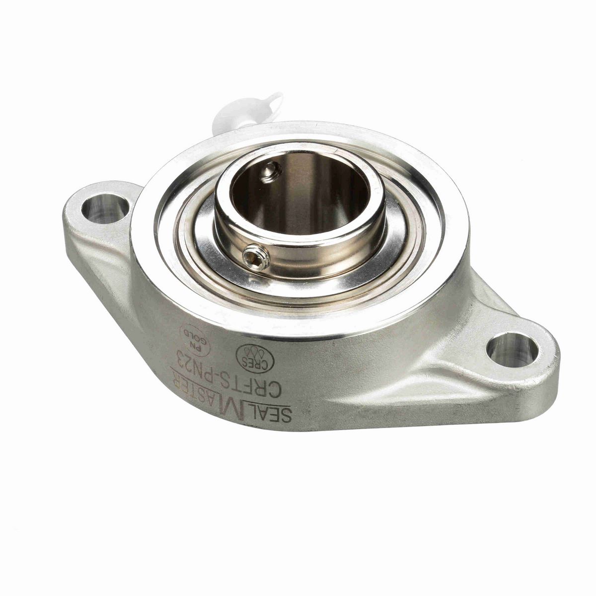 Sealmaster Mounted Stainless Steel Two Bolt Flange Ball Bearing - 52100 Bearing Steel, Phosphorus Nickel Coated - Setscrew Lock - Corrosion Resistant - CRFTS-PN23