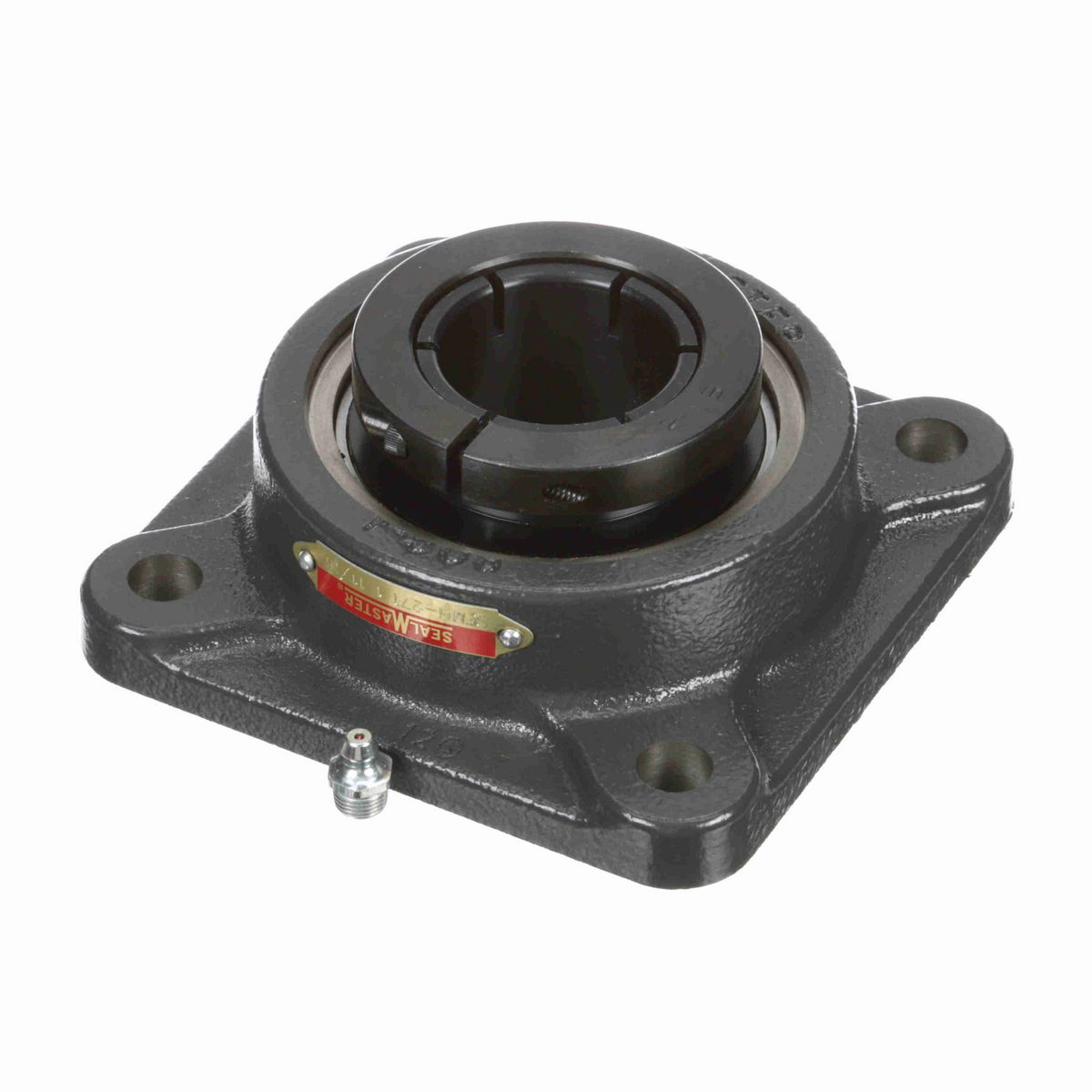 Sealmaster Mounted Cast Iron Four Bolt Flange Ball Bearing - 52100 Bearing Steel, Black Oxided - Concentric Lock - SFMH-27T