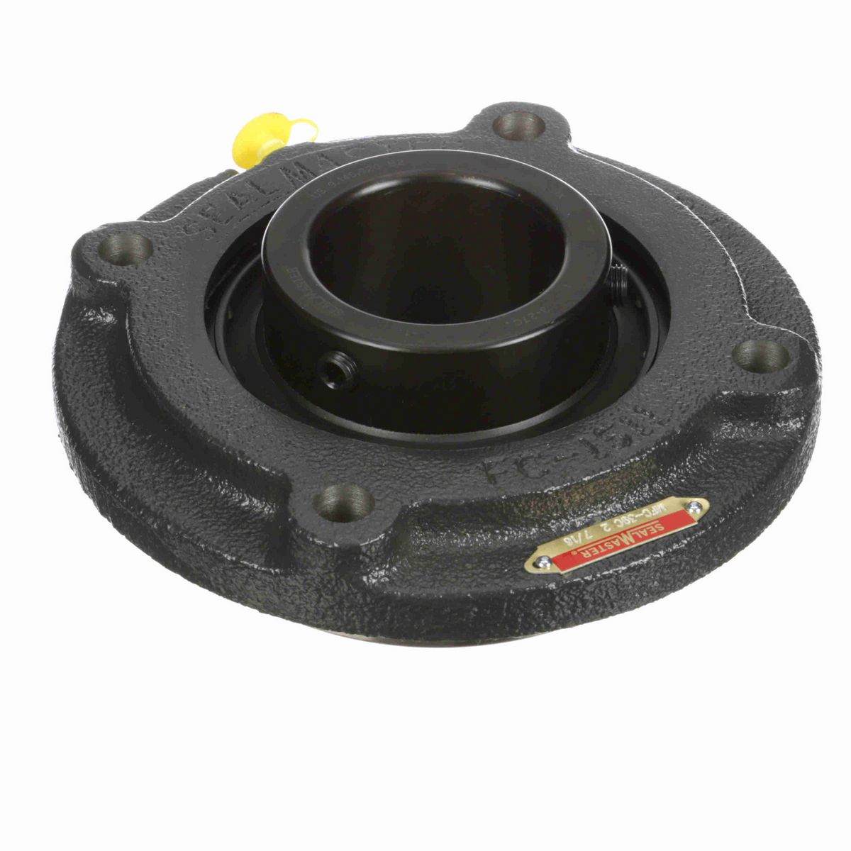 Sealmaster Mounted Cast Iron Flange Cartridge Ball Bearing - 52100 Bearing Steel, Black Oxided - Setscrew Lock - MFC-39C