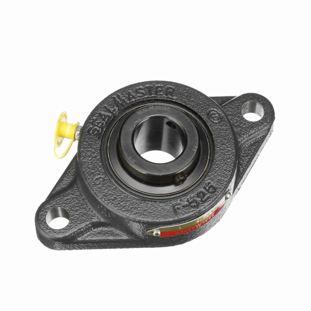 Sealmaster Mounted Cast Iron Two Bolt Flange Ball Bearing - 52100 Bearing Steel, Black Oxided - Setscrew Lock - MSFT-16