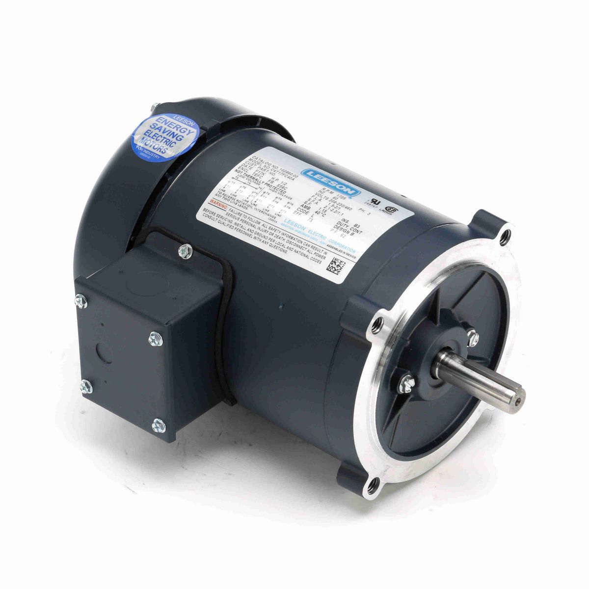 LEESON General Purpose Motor, 0.50 HP, 3 Ph, 60 Hz, 230/460 V, 1800 RPM, S56C Frame, TEFC - 102860.00