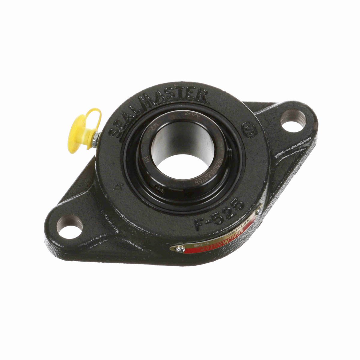Sealmaster Mounted Cast Iron Two Bolt Flange Ball Bearing - 52100 Bearing Steel, Black Oxided - Setscrew Lock - SFT-18C